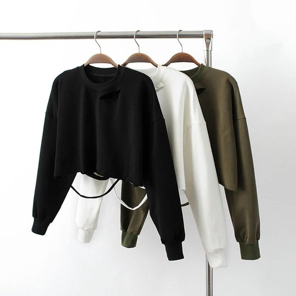 NEW Distressed Crop top Shirt tee S-3X Top - Picture 2 of 4